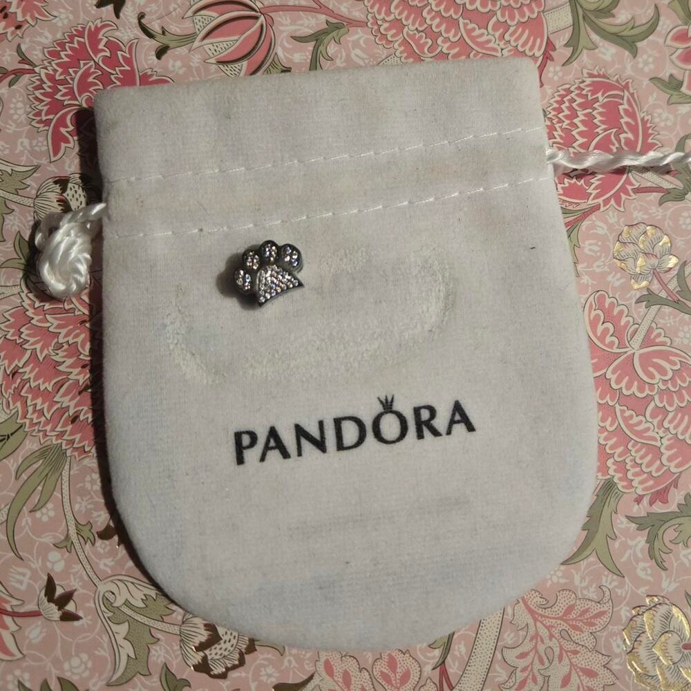 Sparkling pandora paw print charm